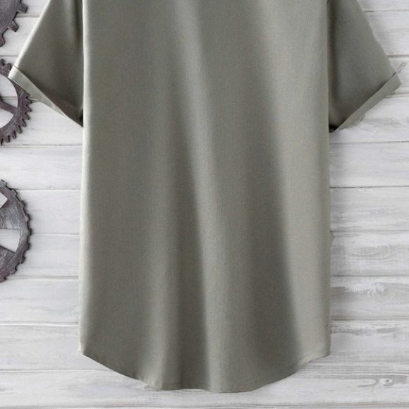 Grey Basic Men's Button Up Shirt - Picture 4 of 6